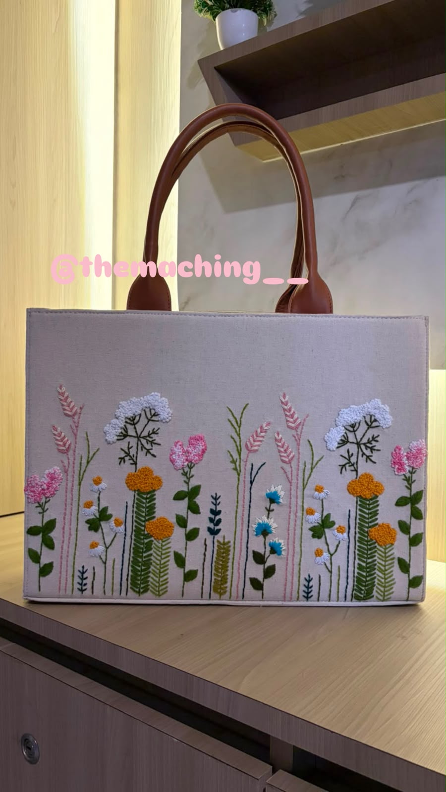 Premium Floral Embroidered Tote Bag