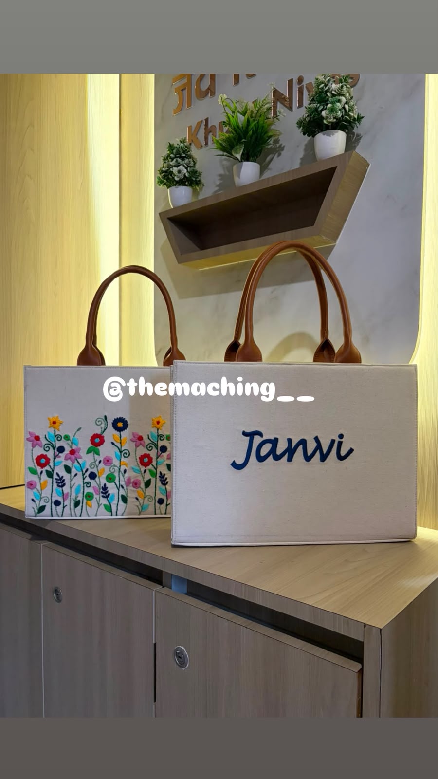 Premium Floral Embroidered Tote Bag