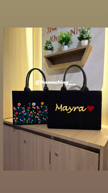 Premium Floral Embroidered Tote Bag