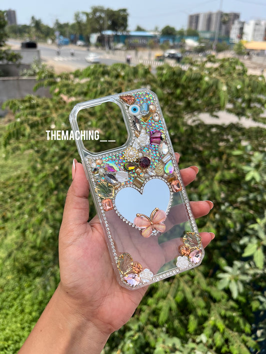 Heart Mirror Shape Designer Phone Back Cover – Luxury Fancy Phone Case