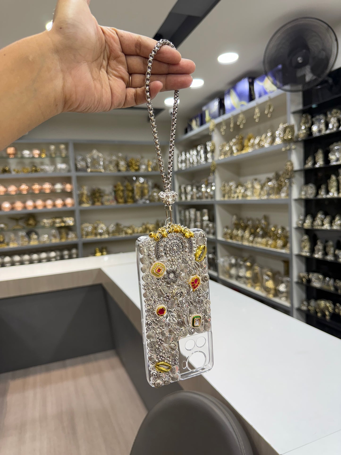 Silver Gold Case With Silver Moon With Imported Short Handle