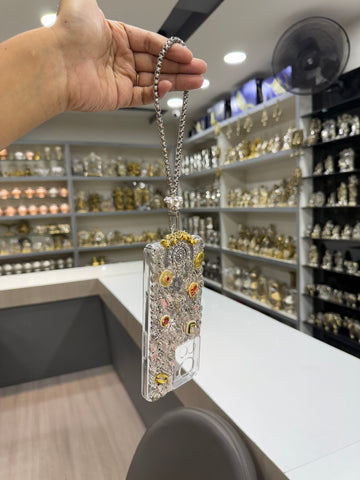 Silver Gold Case With Silver Moon With Imported Short Handle