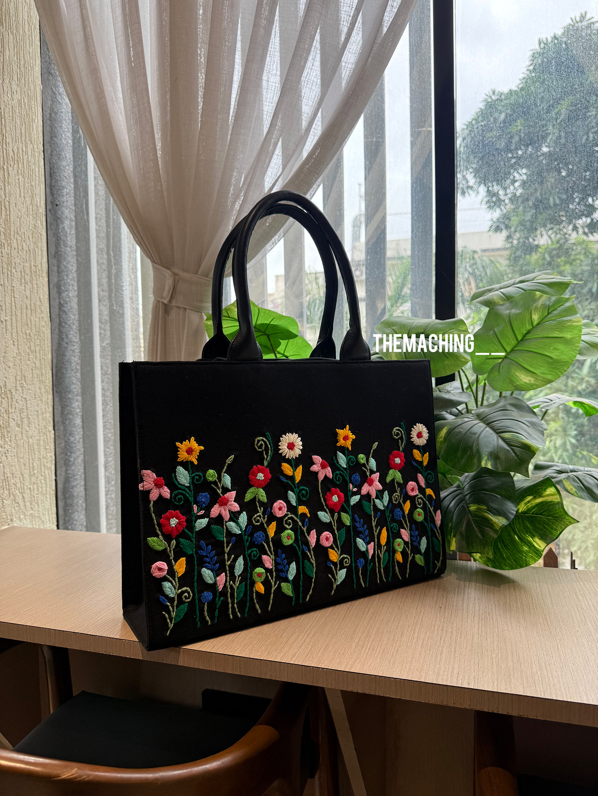 Premium Floral Embroidered Tote Bag