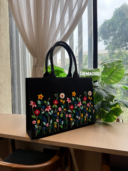 Premium Floral Embroidered Tote Bag