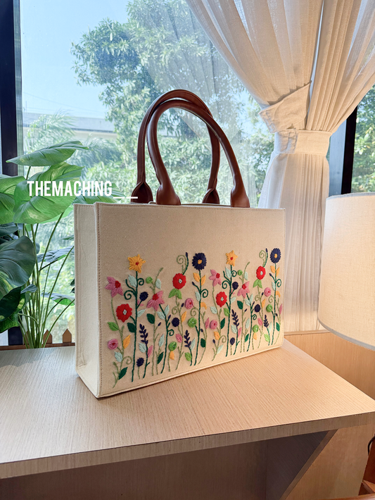 Premium Floral Embroidered Tote Bag