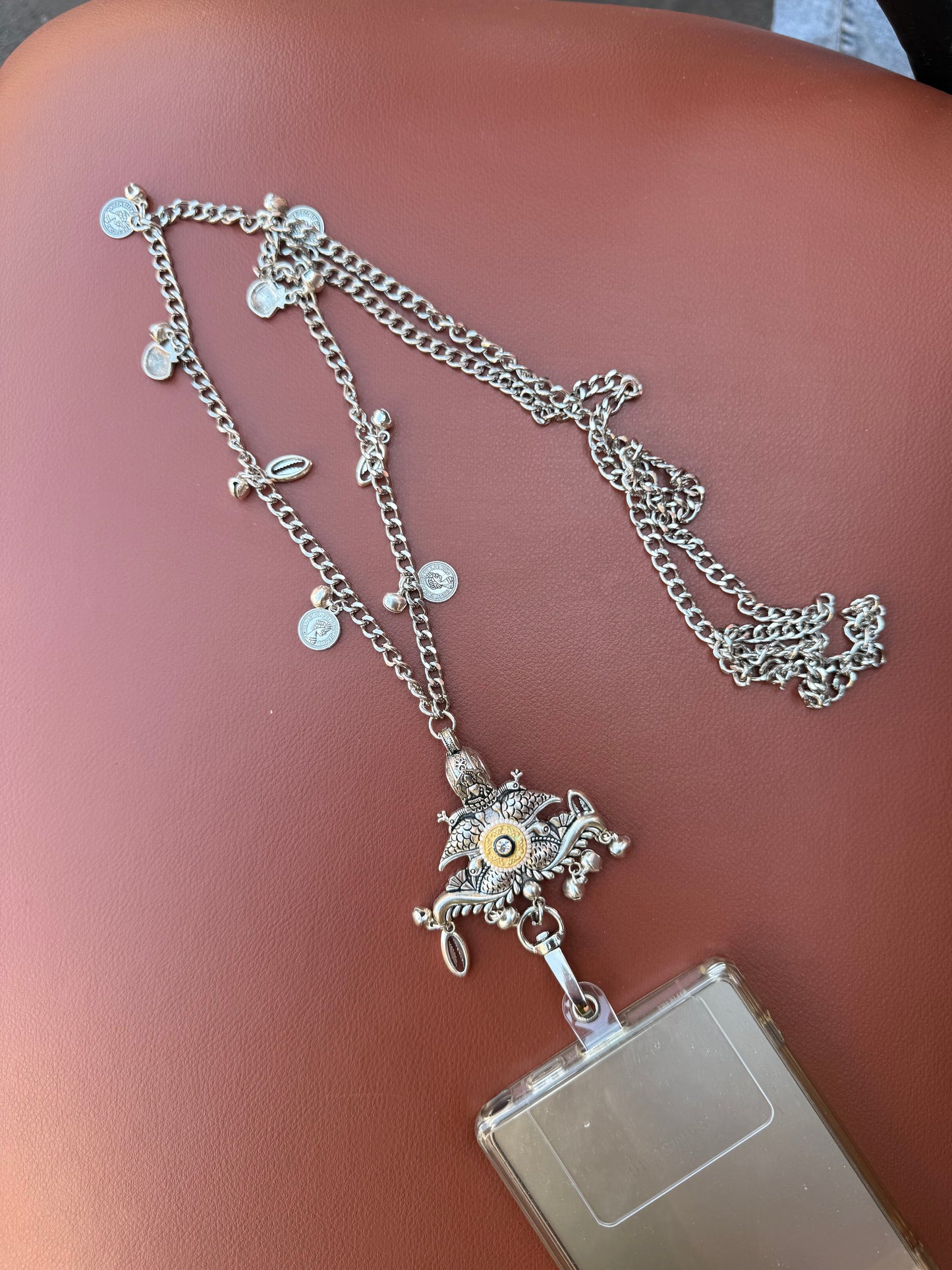 Trendy Metal Chain Lanyard with Stylish Pendant for Women | Durable Daily Use Hanging Chain for Mobile, Card Holder & Accessories