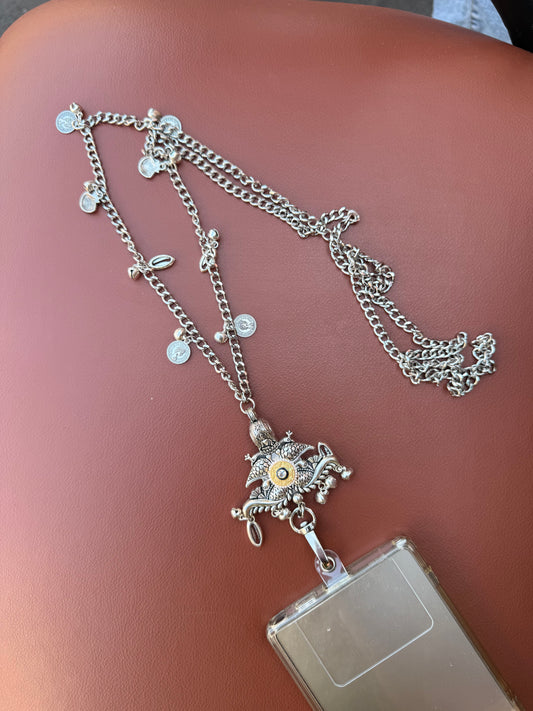 Trendy Metal Chain Lanyard with Stylish Pendant for Women | Durable Daily Use Hanging Chain for Mobile, Card Holder & Accessories