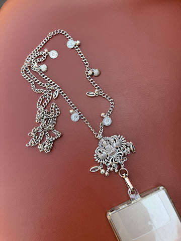 Trendy Metal Chain Lanyard with Stylish Pendant for Women | Durable Daily Use Hanging Chain for Mobile, Card Holder & Accessories