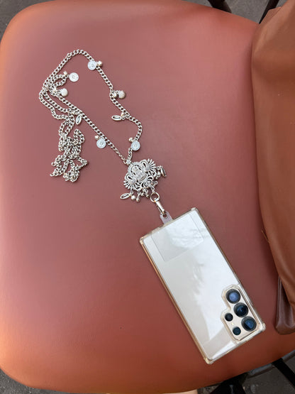 Trendy Metal Chain Lanyard with Stylish Pendant for Women | Durable Daily Use Hanging Chain for Mobile, Card Holder & Accessories