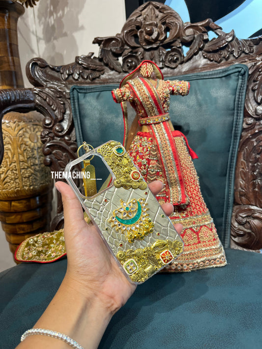 Leather Gold With Saree Hook Luxury Fancy Phone Case