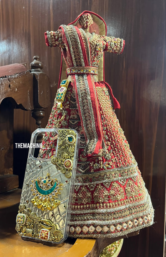 Leather Gold With Saree Hook Luxury Fancy Phone Case