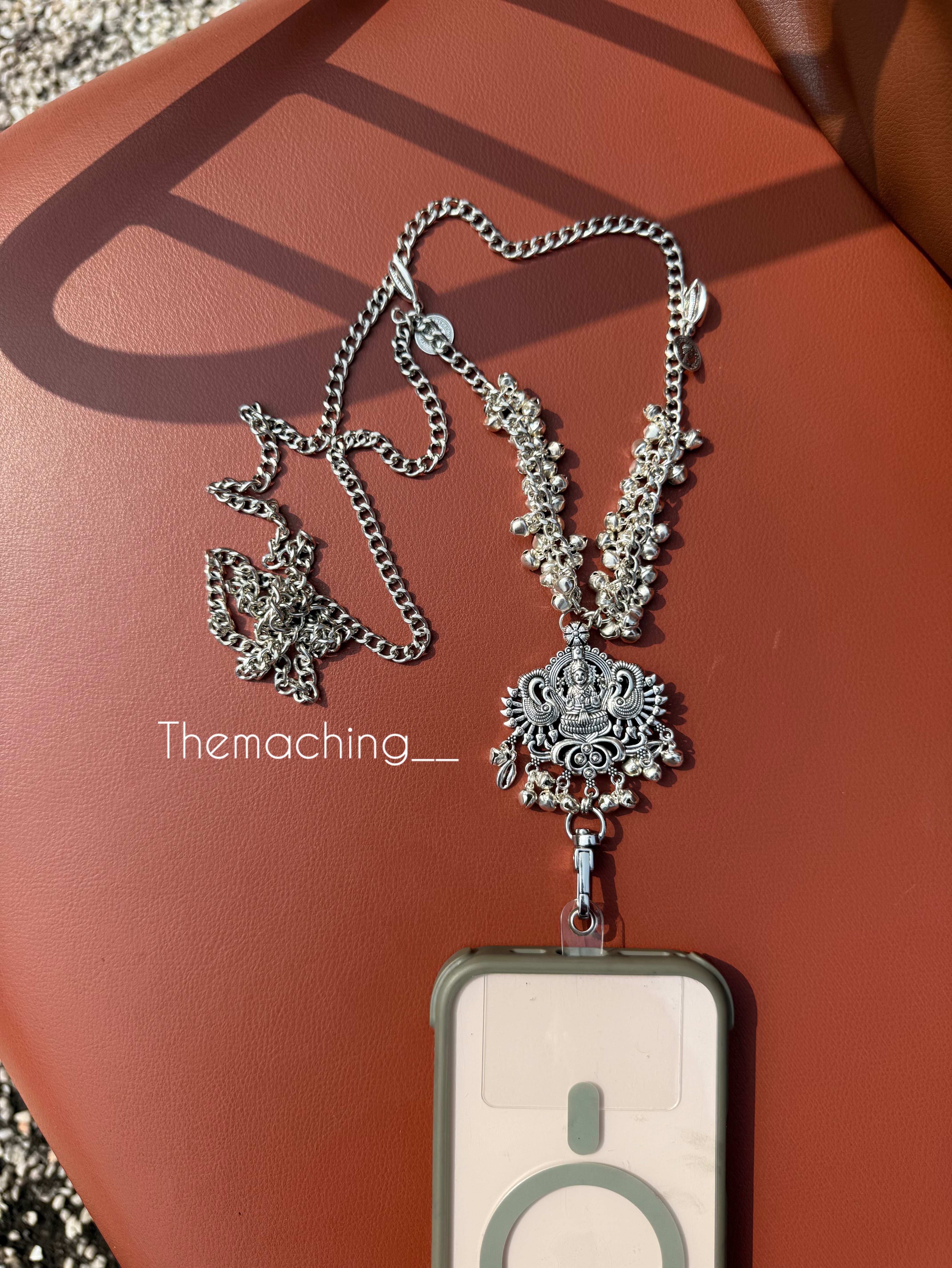 Silver Ghoghari Trendy Metal Chain Lanyard with Stylish Pendant for Women | Durable Daily Use Hanging Chain for Mobile, Card Holder & Accessories