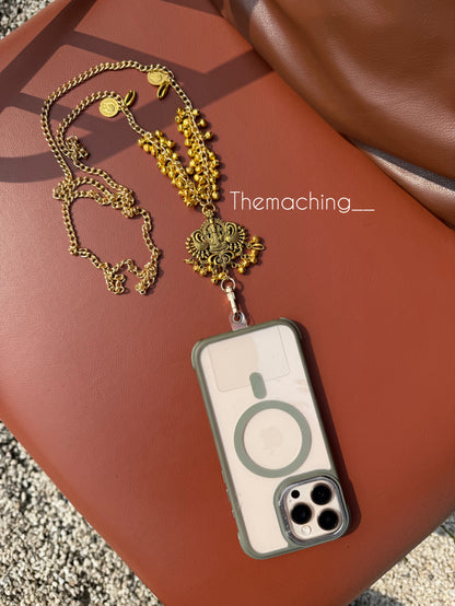 Gold Ghoghari Trendy Metal Chain Lanyard with Stylish Pendant for Women | Durable Daily Use Hanging Chain for Mobile, Card Holder & Accessories