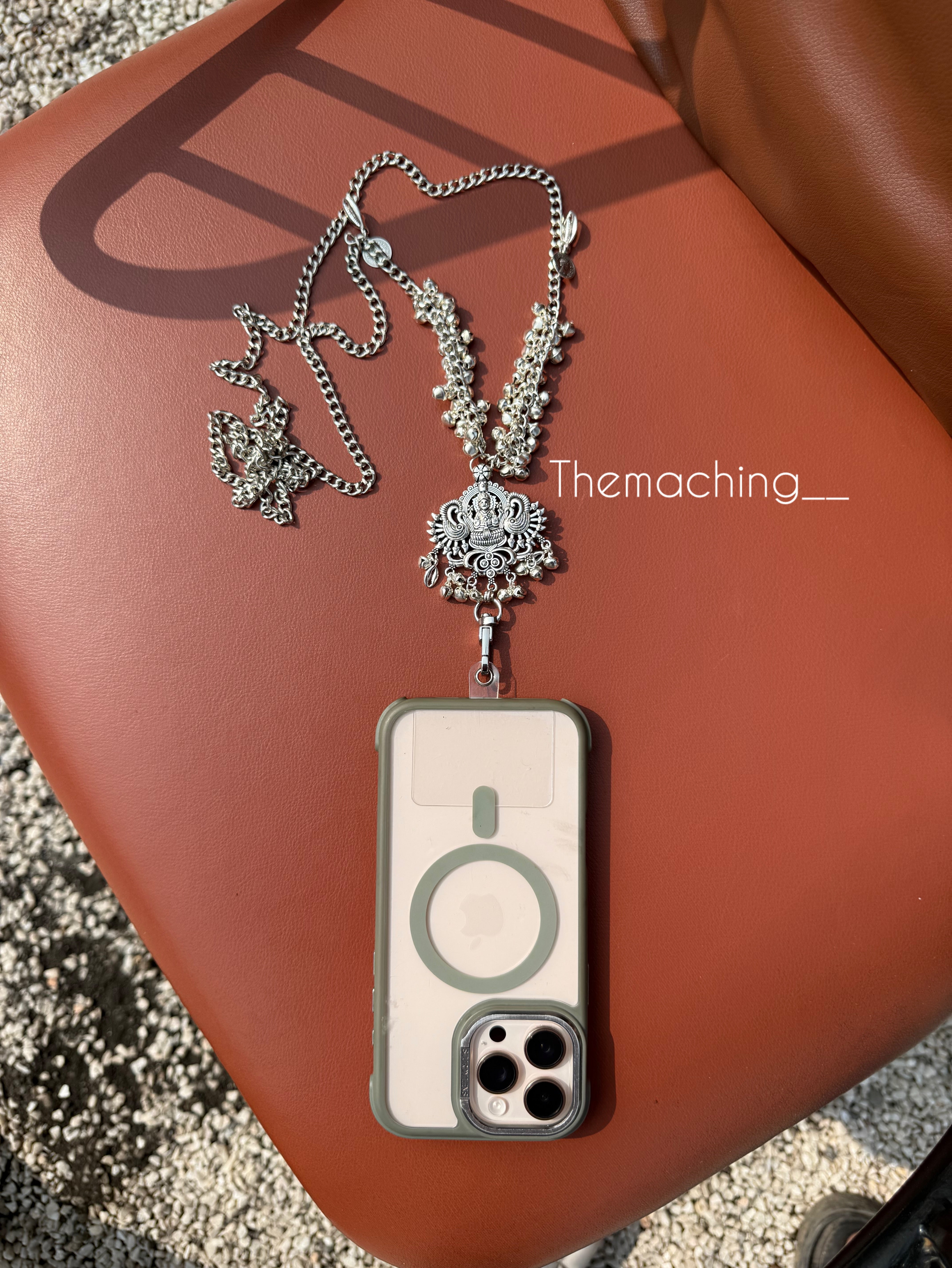 Silver Ghoghari Trendy Metal Chain Lanyard with Stylish Pendant for Women | Durable Daily Use Hanging Chain for Mobile, Card Holder & Accessories