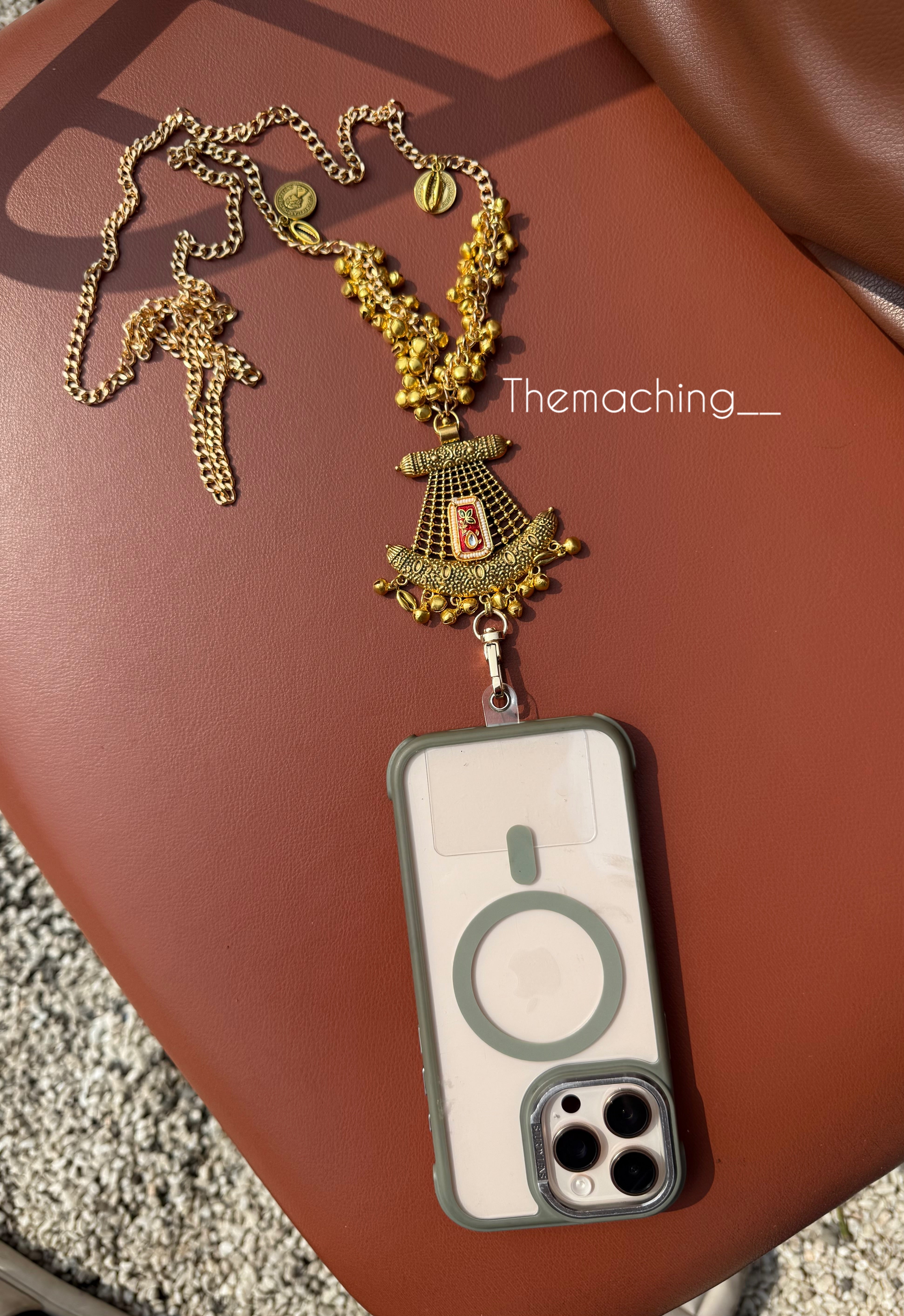 Gold Ghoghari Trendy Metal Chain Lanyard with Stylish Pendant for Women | Durable Daily Use Hanging Chain for Mobile, Card Holder & Accessories