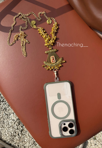 Gold Ghoghari Trendy Metal Chain Lanyard with Stylish Pendant for Women | Durable Daily Use Hanging Chain for Mobile, Card Holder & Accessories