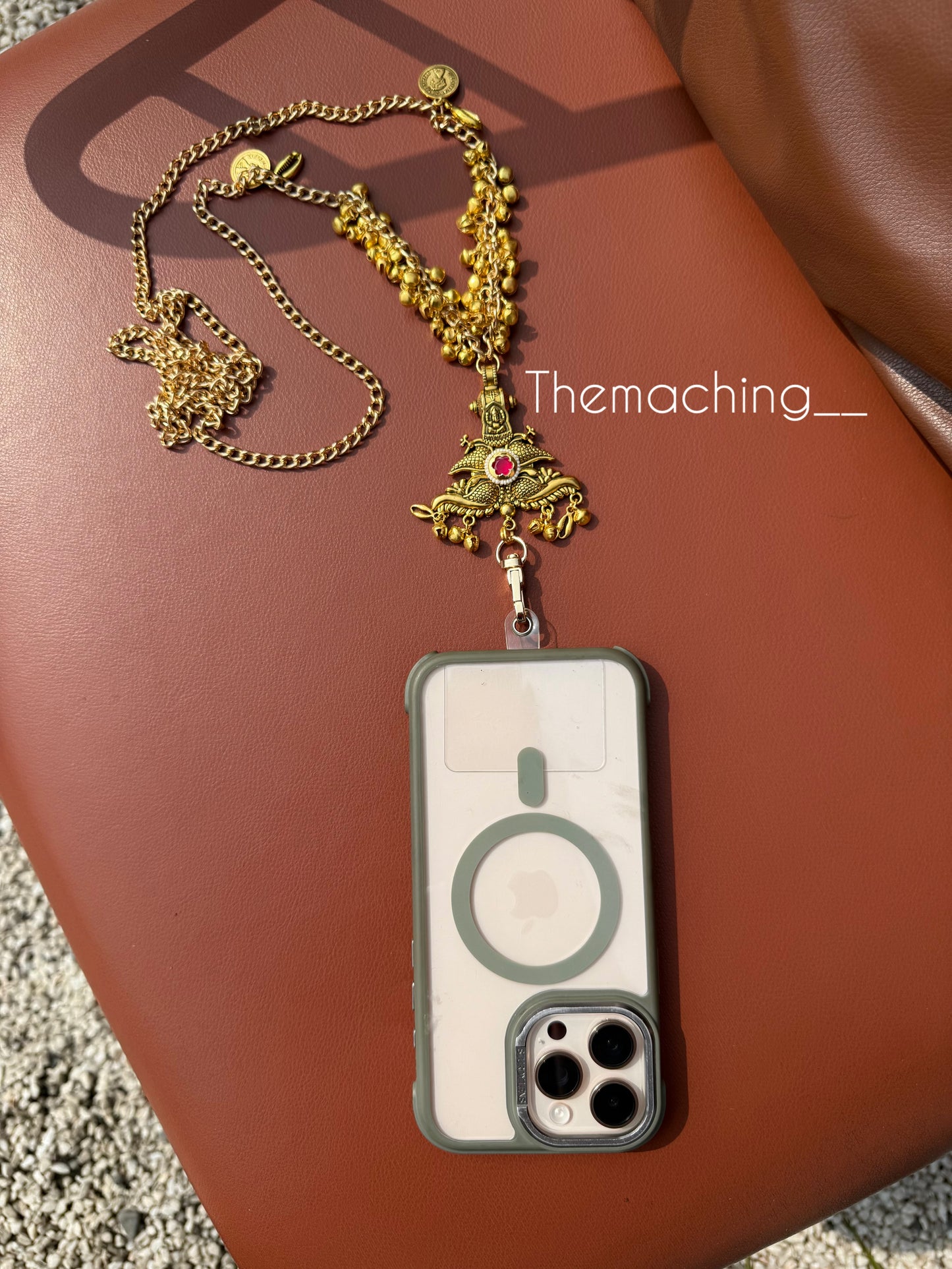 Gold Ghoghari Trendy Metal Chain Lanyard with Stylish Pendant for Women | Durable Daily Use Hanging Chain for Mobile, Card Holder & Accessories