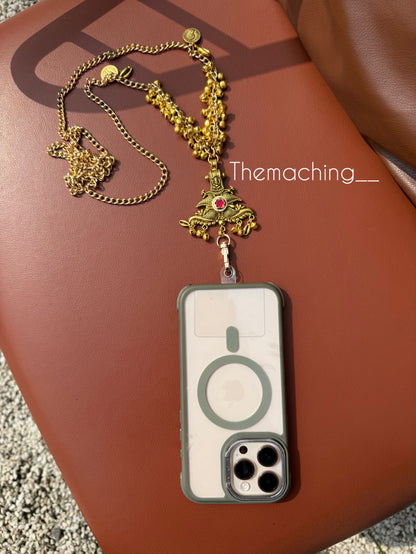 Gold Ghoghari Trendy Metal Chain Lanyard with Stylish Pendant for Women | Durable Daily Use Hanging Chain for Mobile, Card Holder & Accessories