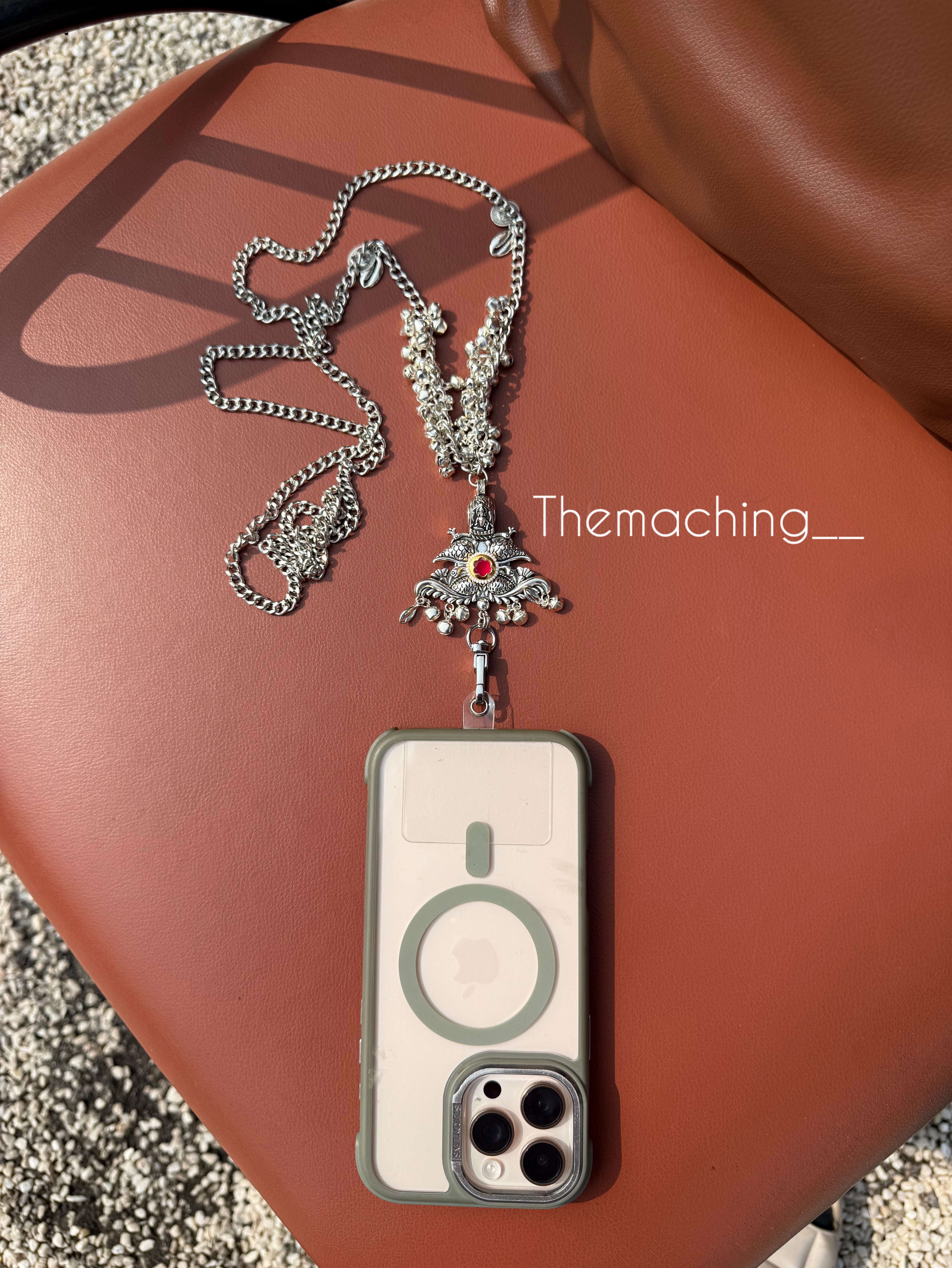 Silver Ghoghari Trendy Metal Chain Lanyard with Stylish Pendant for Women | Durable Daily Use Hanging Chain for Mobile, Card Holder & Accessories