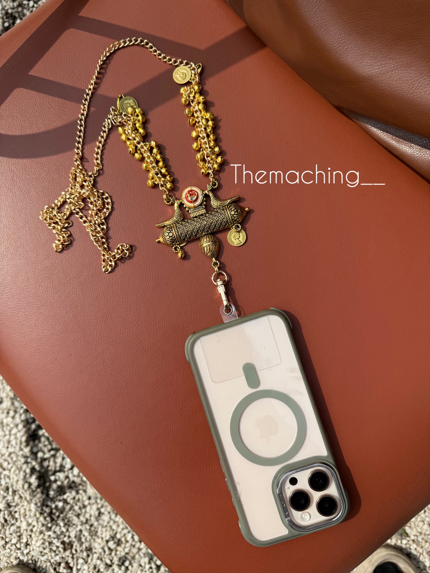 Gold Ghoghari Trendy Metal Chain Lanyard with Stylish Pendant for Women | Durable Daily Use Hanging Chain for Mobile, Card Holder & Accessories