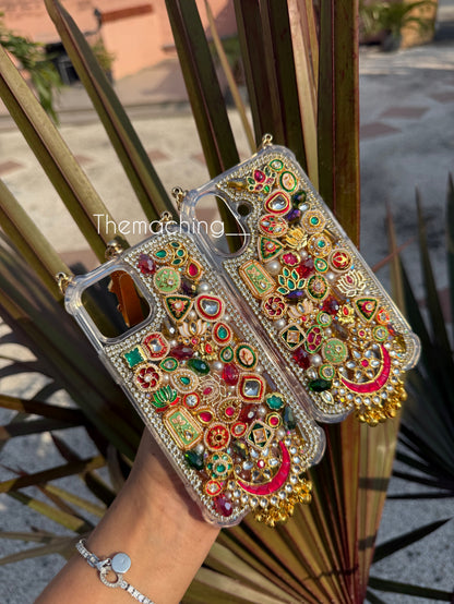 Vintage Case With Heritage kundan And saree Hook And Handle