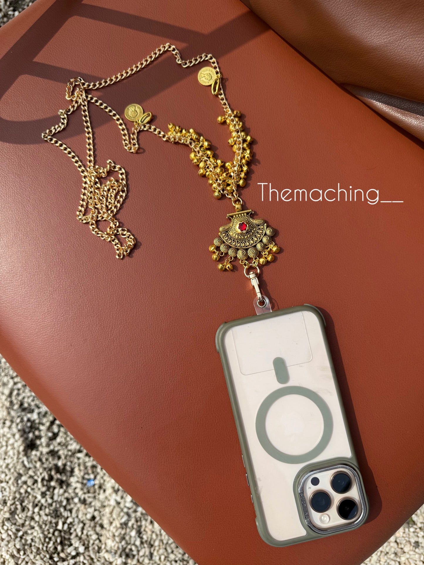 Gold Ghoghari Trendy Metal Chain Lanyard with Stylish Pendant for Women | Durable Daily Use Hanging Chain for Mobile, Card Holder & Accessories