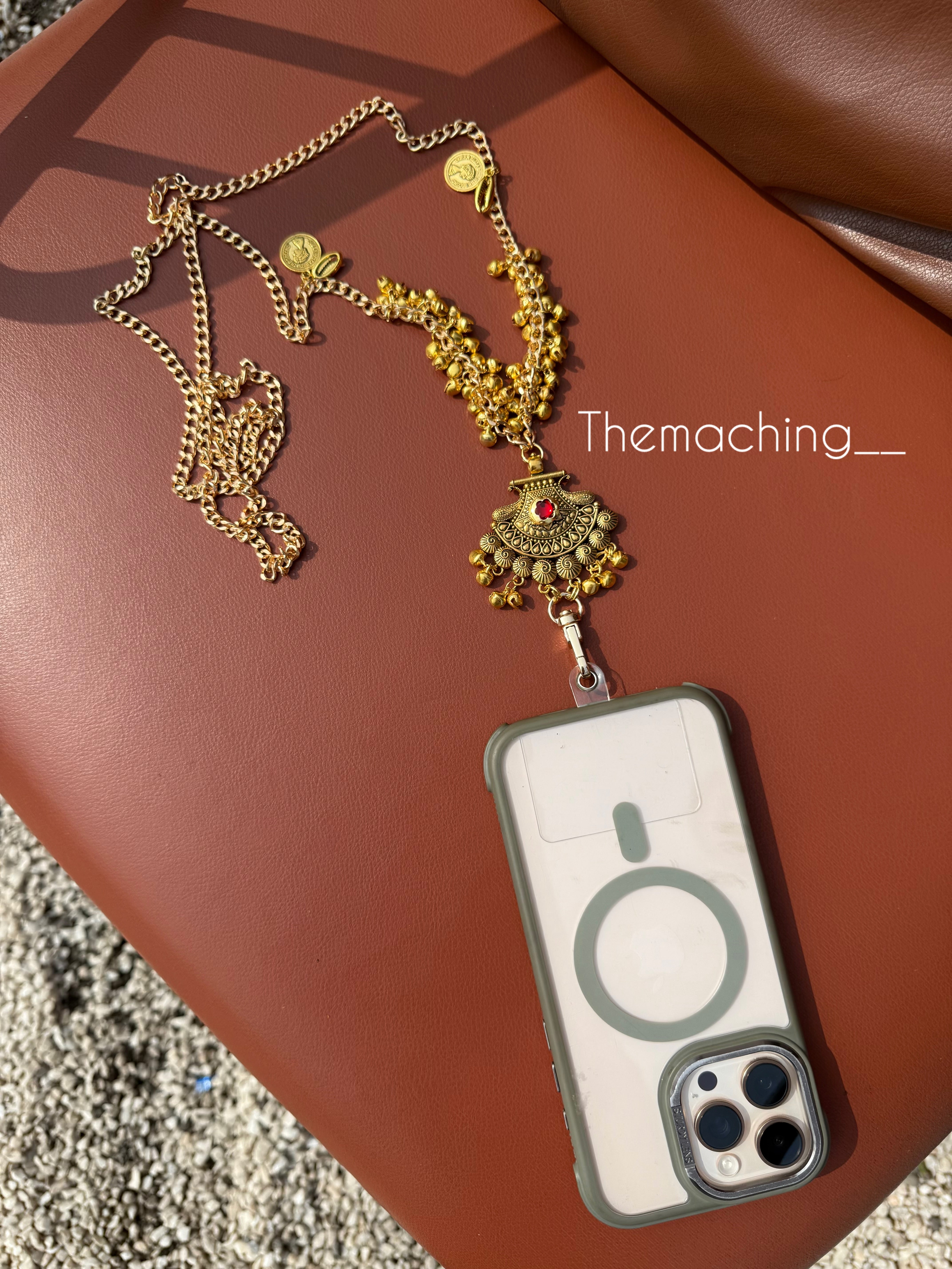 Gold Ghoghari Trendy Metal Chain Lanyard with Stylish Pendant for Women | Durable Daily Use Hanging Chain for Mobile, Card Holder & Accessories