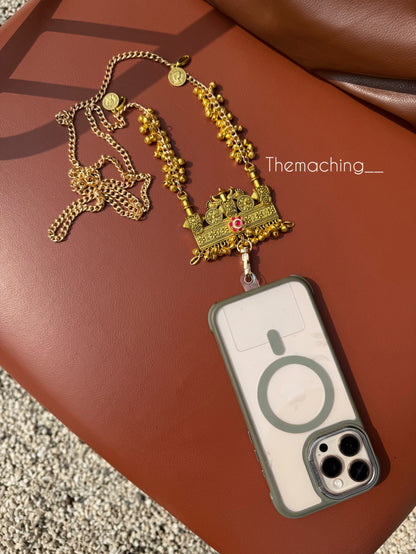 Gold Ghoghari Trendy Metal Chain Lanyard with Stylish Pendant for Women | Durable Daily Use Hanging Chain for Mobile, Card Holder & Accessories