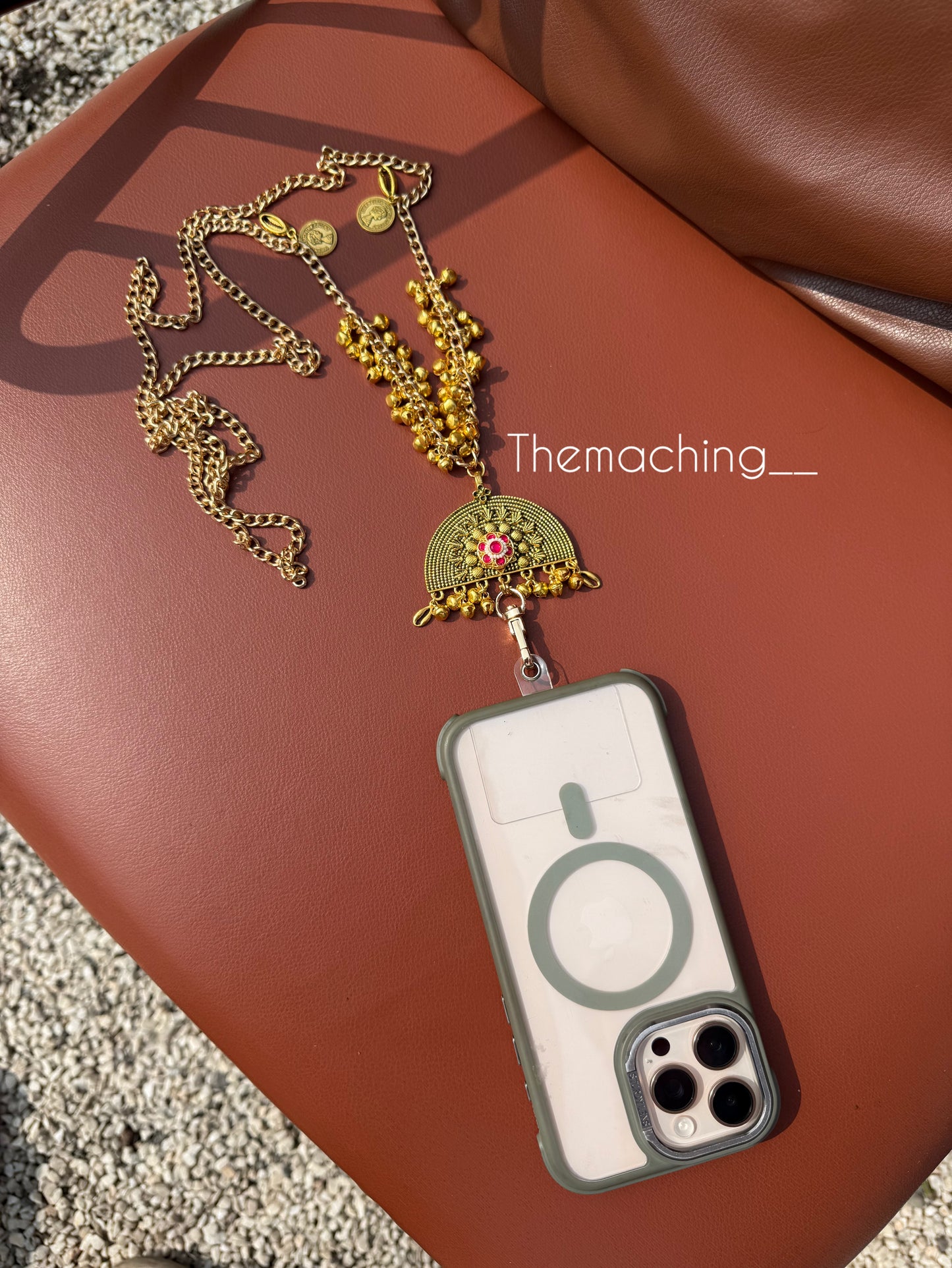 Gold Ghoghari Trendy Metal Chain Lanyard with Stylish Pendant for Women | Durable Daily Use Hanging Chain for Mobile, Card Holder & Accessories