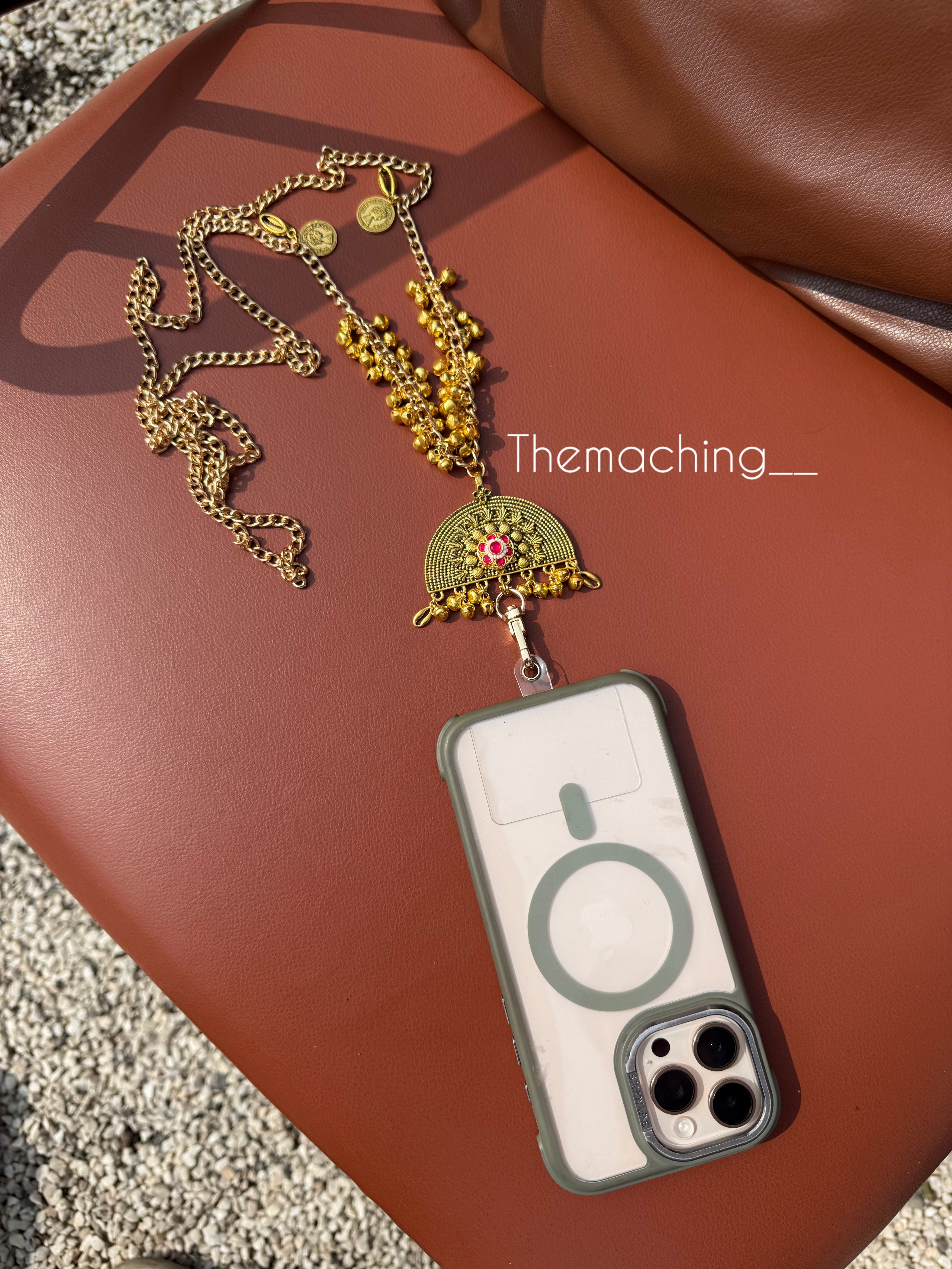 Gold Ghoghari Trendy Metal Chain Lanyard with Stylish Pendant for Women | Durable Daily Use Hanging Chain for Mobile, Card Holder & Accessories