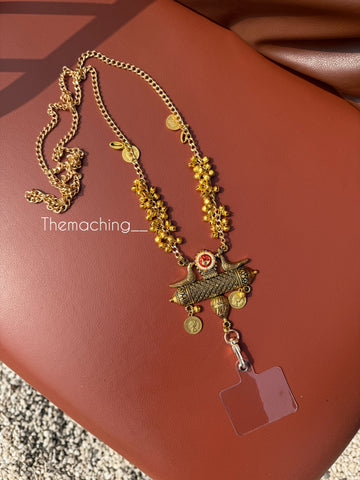 Full gold phone case with gold mor chain