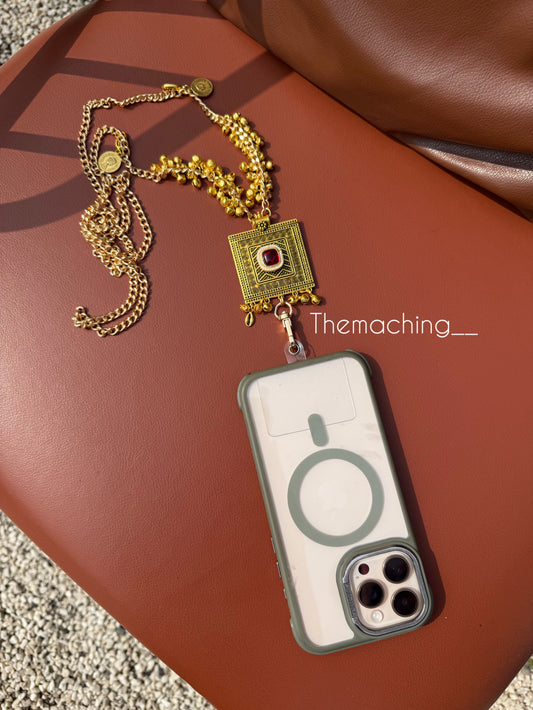 Gold Ghoghari Trendy Metal Chain Lanyard with Stylish Pendant for Women | Durable Daily Use Hanging Chain for Mobile, Card Holder & Accessories