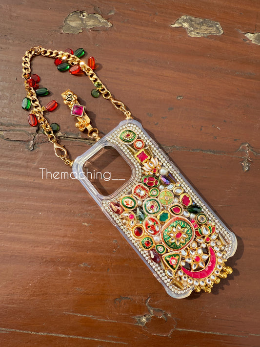 Vintage Case With Heritage kundan And saree Hook And Handle